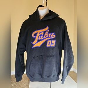 VTG Y2K Fubu Sweatshirt Men L Black The Collection Heavy Fleece Pullover Hoodie